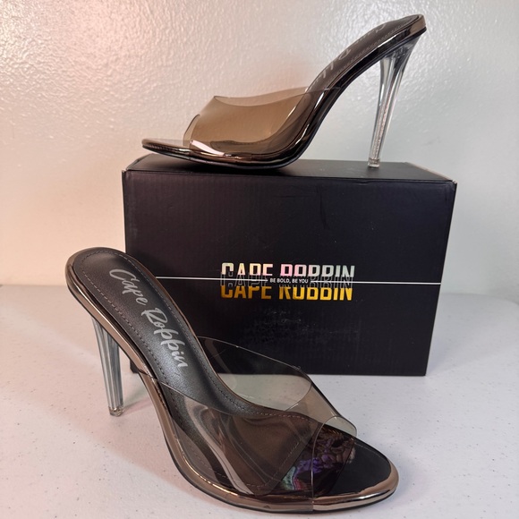 Cape Robbin Barbara-Anne Smoke Clear Stiletto Mules High Heels Size 7 NIB - Picture 8 of 16